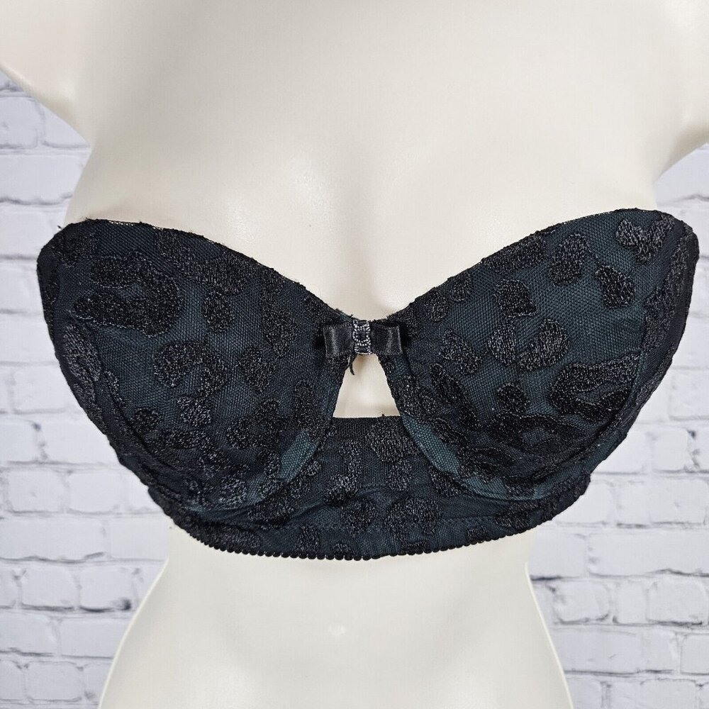 Blush Dark Green Black Balconette Strapless Bra Animal Print Size 34B